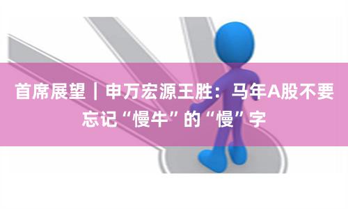 首席展望｜申万宏源王胜：马年A股不要忘记“慢牛”的“慢”字